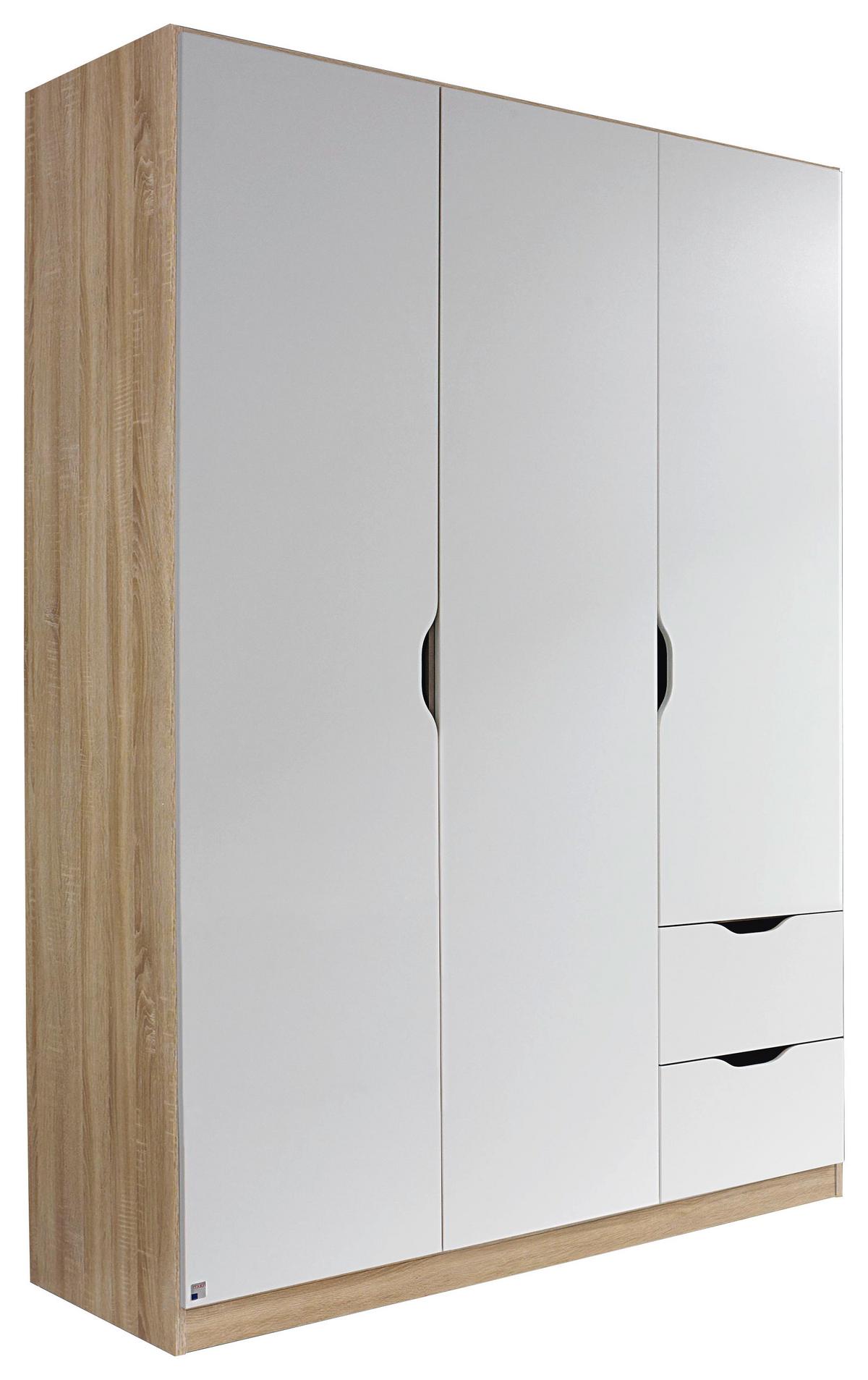 Skriňa Freising 136cm - biela/dub sonoma, Modern, kompozitné drevo (136/197/54cm) - MID.YOU