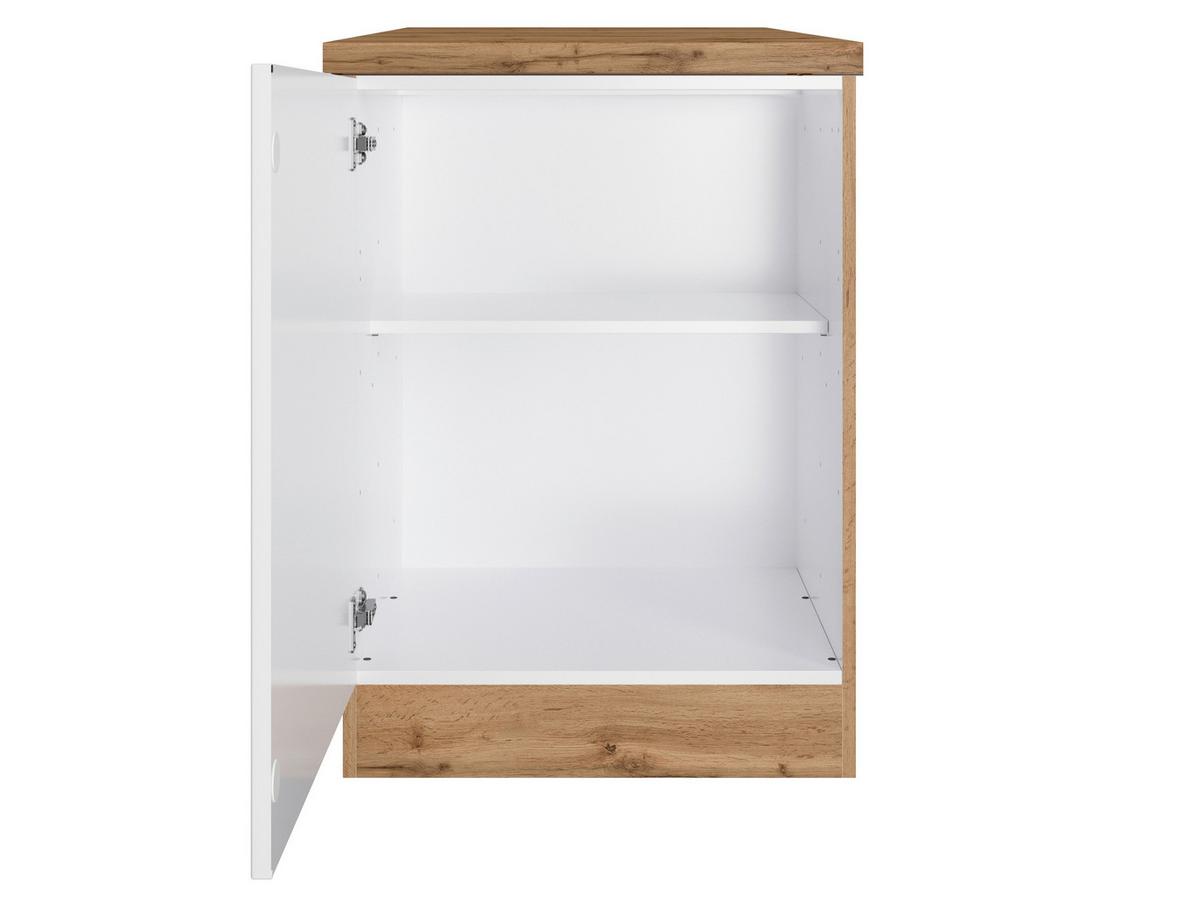 Küchenunterschrank Meran B: 60 cm Weiß/Eiche Dekor - Eiche Wotan/Weiß, LIFESTYLE, Holzwerkstoff (60/86/60cm) - Held