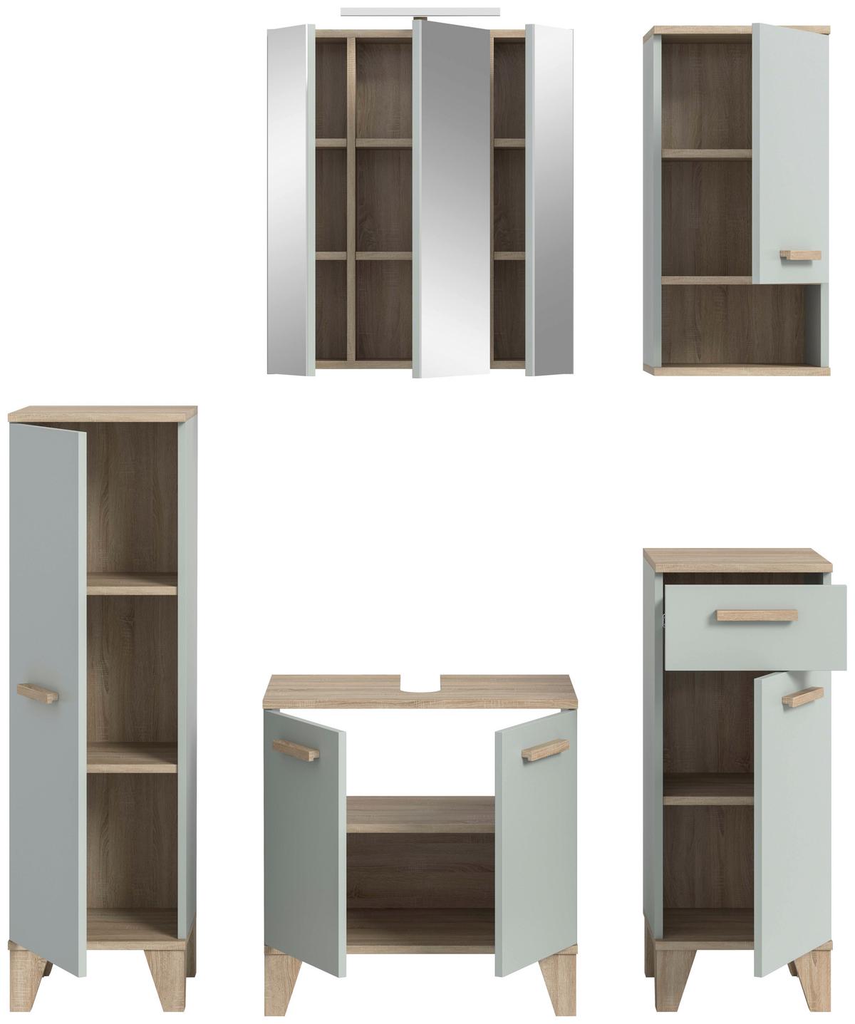 Badezimmer Star Hellgrün/Eiche Dekor B: 128cm - Eichefarben/Hellgrün, MODERN, Holzwerkstoff (128/184/31cm) - MID.YOU