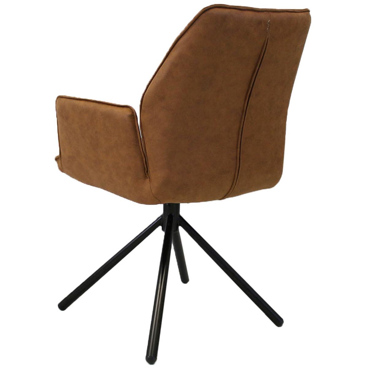 Armlehnstuhl Donny Cognac/Schwarz, B: 58 cm - Cognac/Haselnussfarben, LIFESTYLE, Textil/Metall (58/92/52cm) - MID.YOU