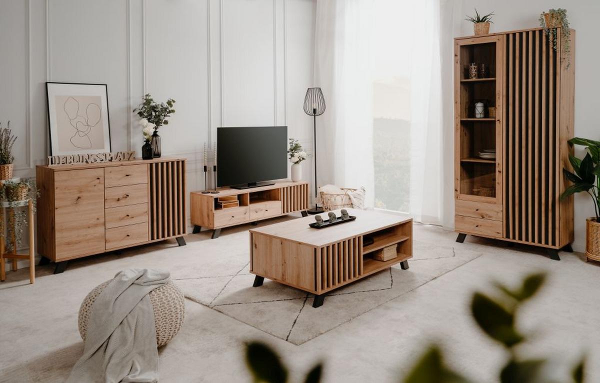 Sideboard mit Einlegeböden 160 cm Medan Anthrazit/Eiche Dekor - Anthrazit/Eiche Artisan, LIFESTYLE, Holzwerkstoff (160/85/40cm) - MID.YOU