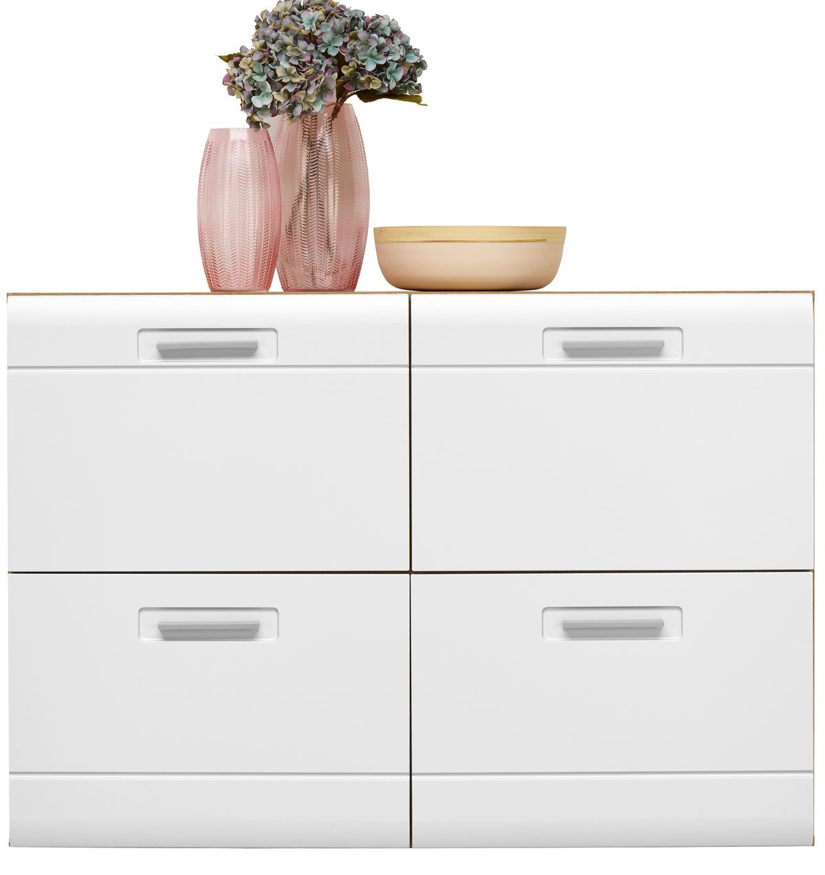 Schuhschrank Auris Weiß/eiche Dekor B: 120 Cm - Eichefarben/Weiß, MODERN (120/82,7/37,1cm) - Luca Bessoni