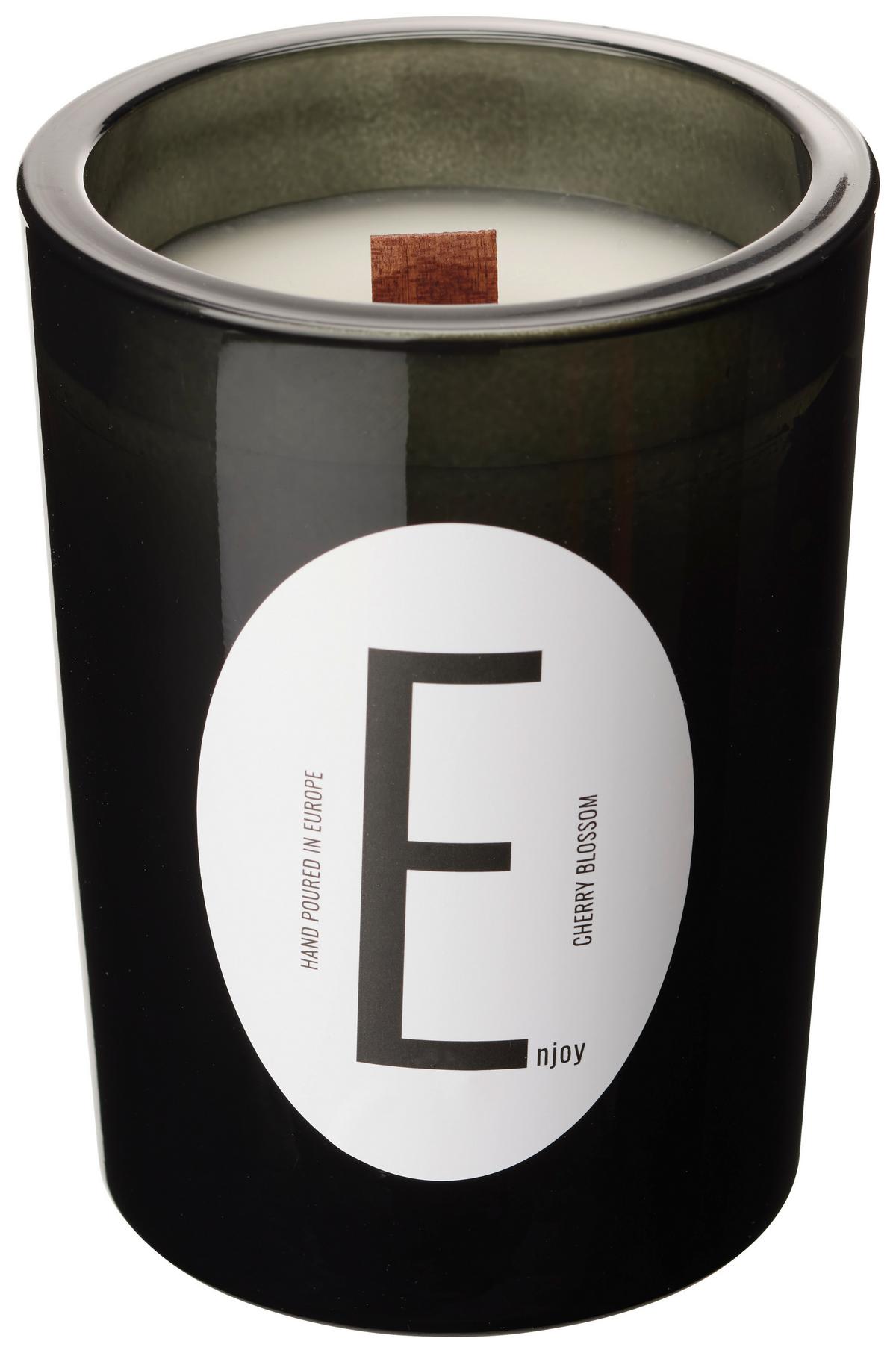 Svíčka ve skle Letter, Ø/V: 9/12 cm - šedá/bílá, parafín/sklo (9/12cm) - Modern Living