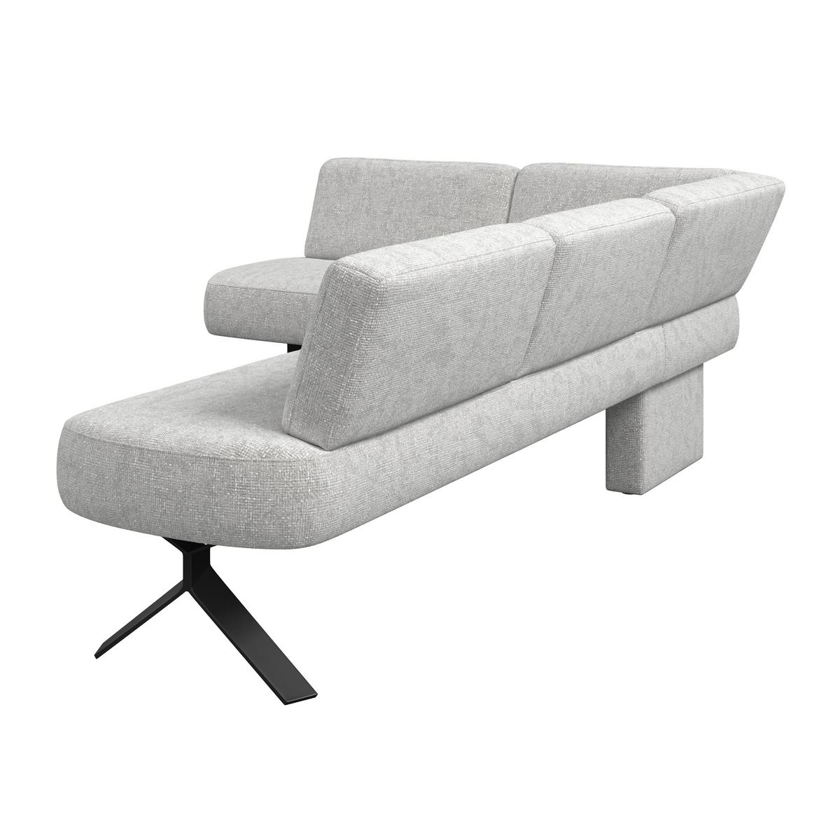 Eckbank hellgrau/Metallbeine Ulmo,S: 176x248cm - Hellgrau/Schwarz, MODERN, Textil/Metall (176/248cm)