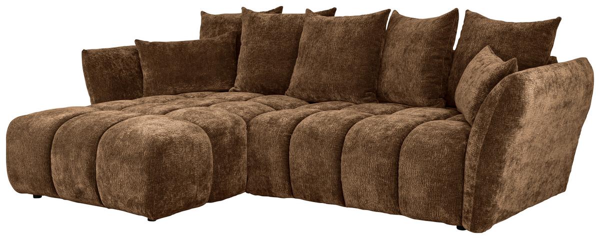 Univerzálna sedačka CAMMELLIO, hnedá ženilka, 7 vankúšov - hnedá/čierna, Modern, textil (296/75-95/189cm) - Mömax