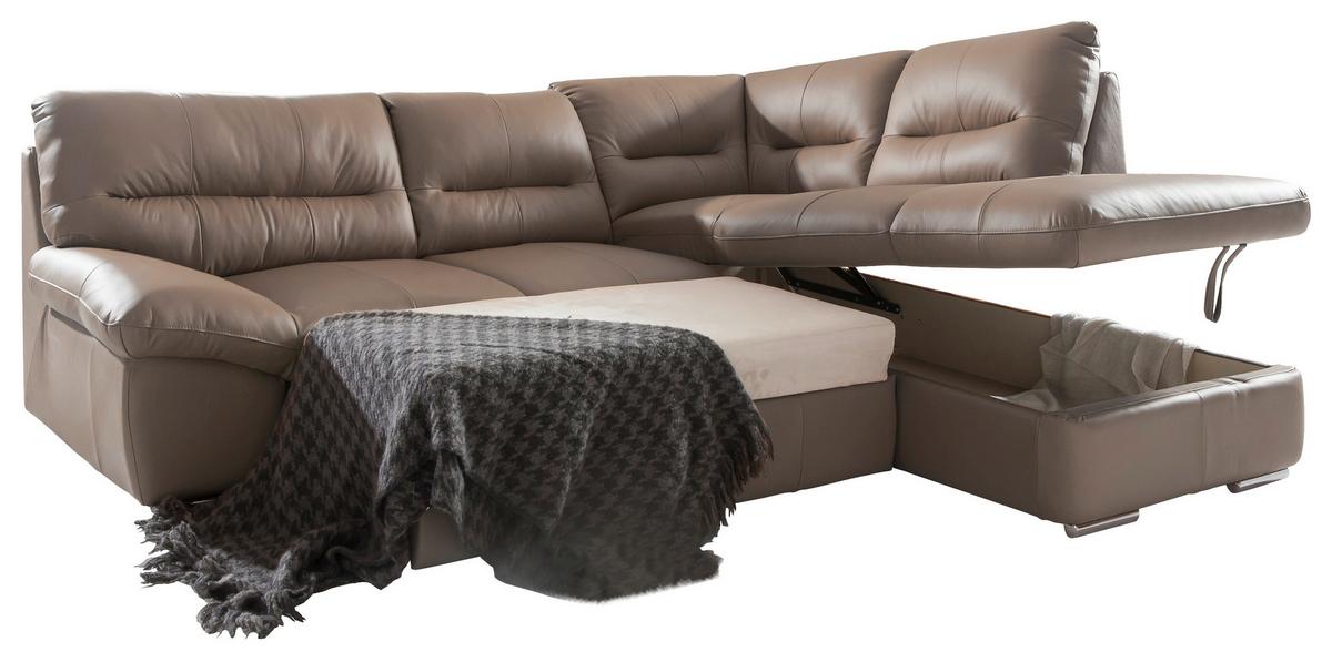 Ecksofa William, Grau S: 268x216 Cm - Chromfarben/Grau, Design, Leder (268/216cm) - Livetastic