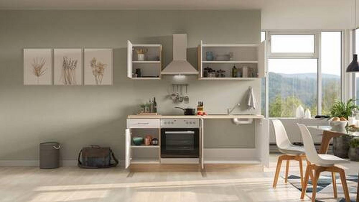 Küchenblock Nepal Sonoma Eiche/kaschmir B: 210cm - Kaschmir/Sonoma Eiche, MODERN, Holzwerkstoff (210cm) - FlexWell