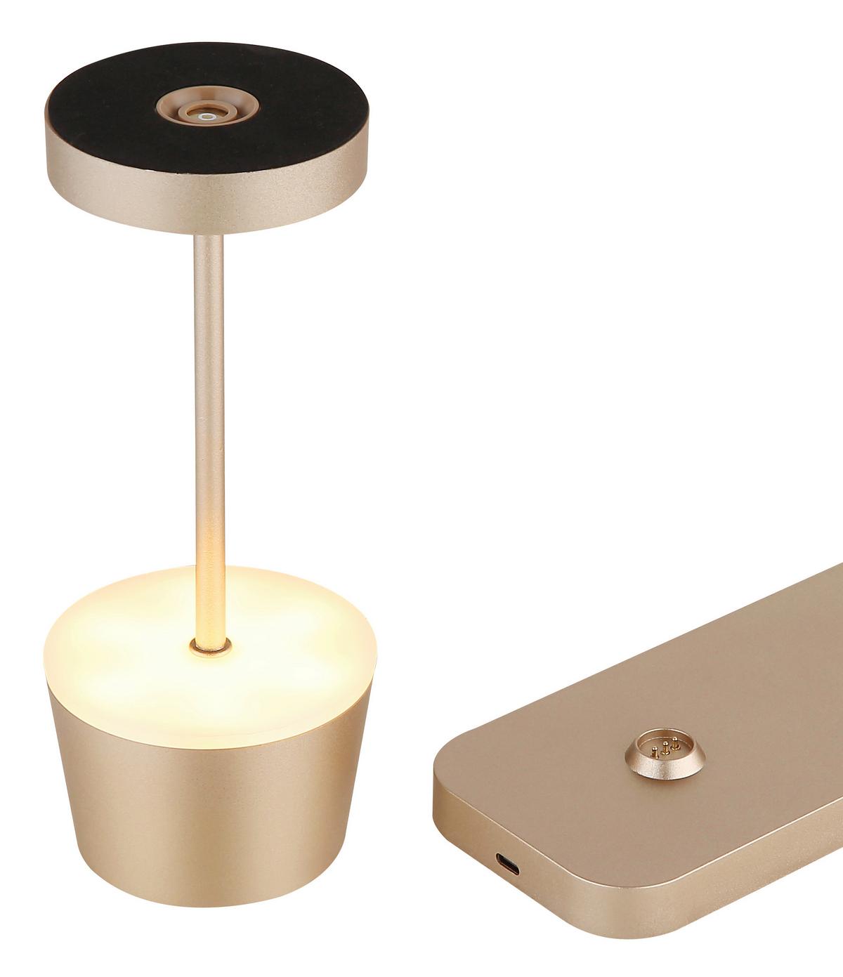 Tischleuchte, Opal/Champagner Kunststoff, 230V - Champagner/Opal, Design, Kunststoff/Metall (8,3/20cm) - Globo