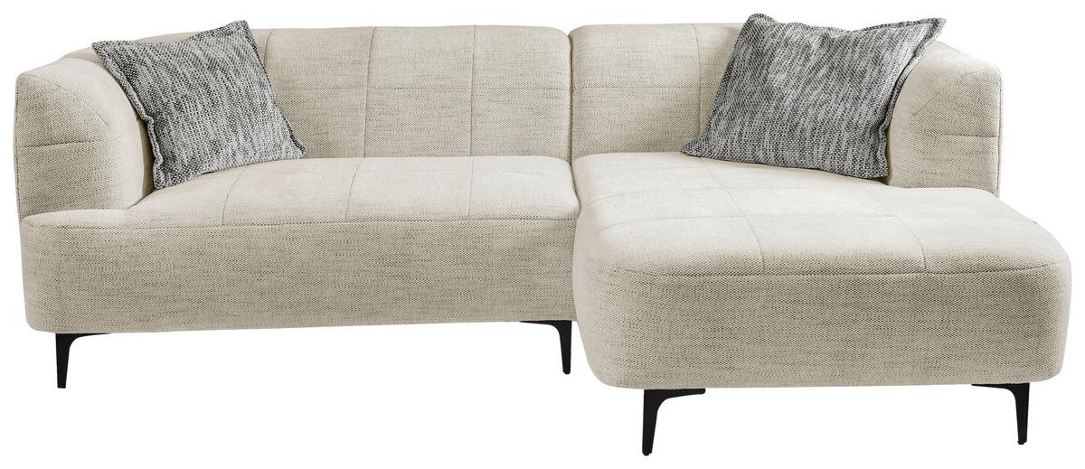 Ecksofa Lou Creme/schwarz, 247 Cm - Creme/Schwarz, Design, Textil (247/158cm) - MID.YOU
