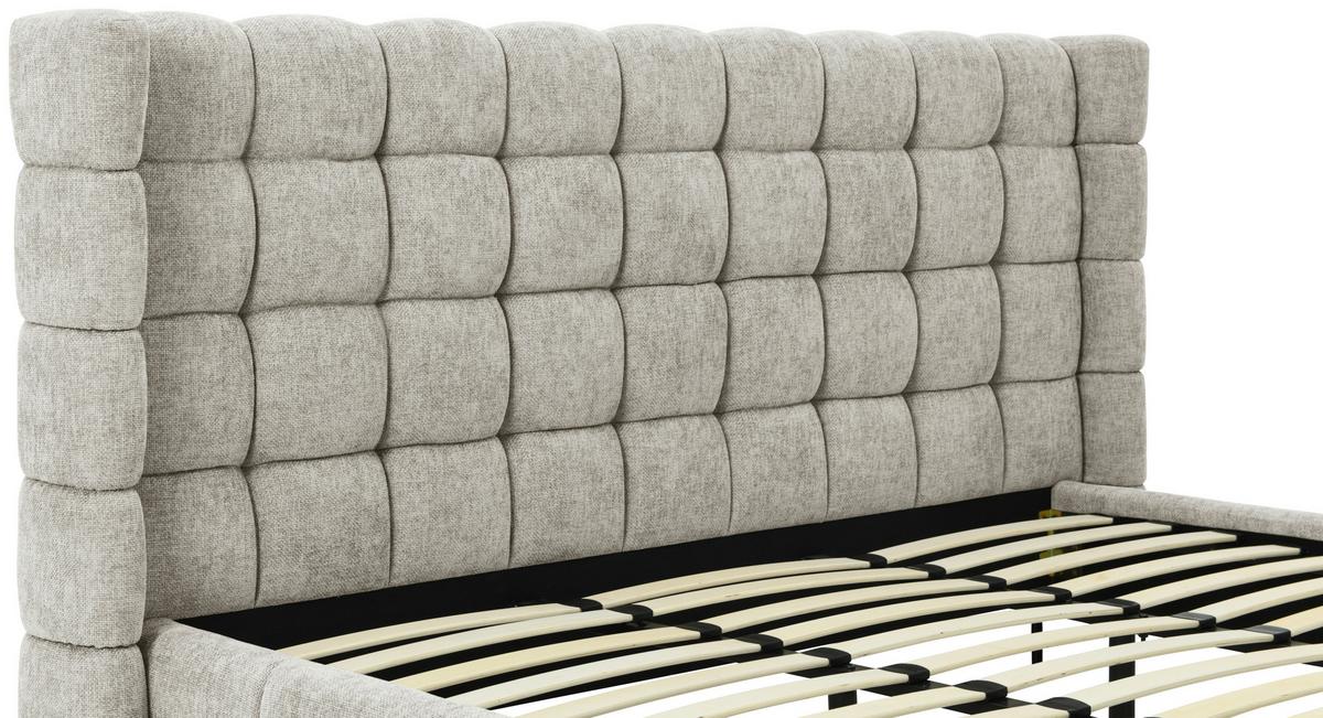 Polsterbett Stitch Grau B: 218 Cm - Eichefarben/Schwarz, Design, Holz/Textil (218/116/222cm) - Livetastic