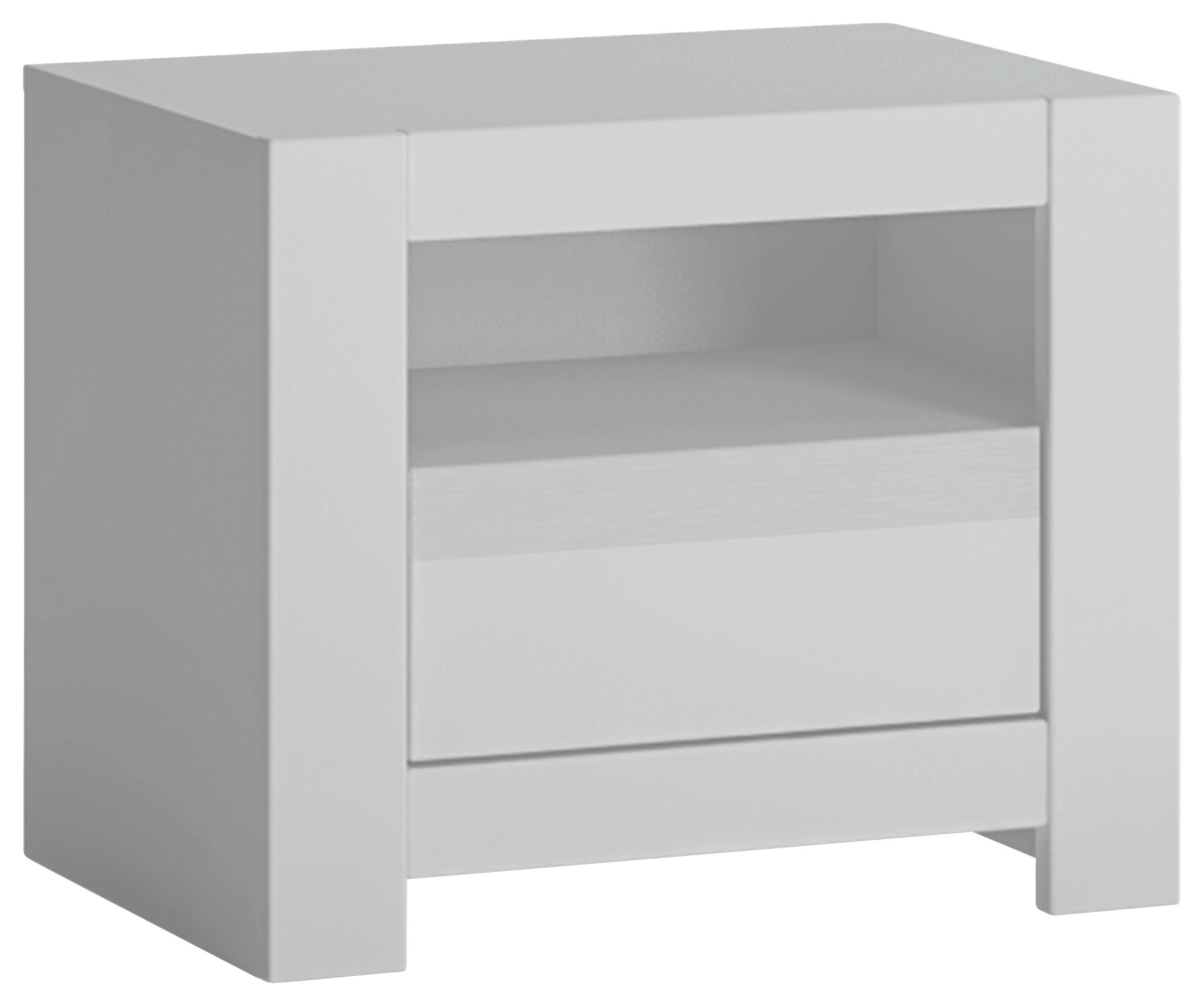 Noční stolek NOVI barva bílá - bílá/černá, Moderní, kompozitní dřevo/plast (54/46/42,2cm) - Premium Living