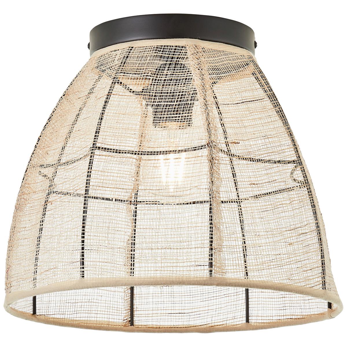 Deckenleuchte Tanah Ø 32 cm 1-Flammig - Schwarz/Naturfarben, KONVENTIONELL, Textil/Metall (32/25cm) - Brilliant