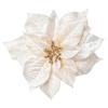 Weihnachtsdeko Blume Textil Clip - Creme, Basics, Textil (17cm)