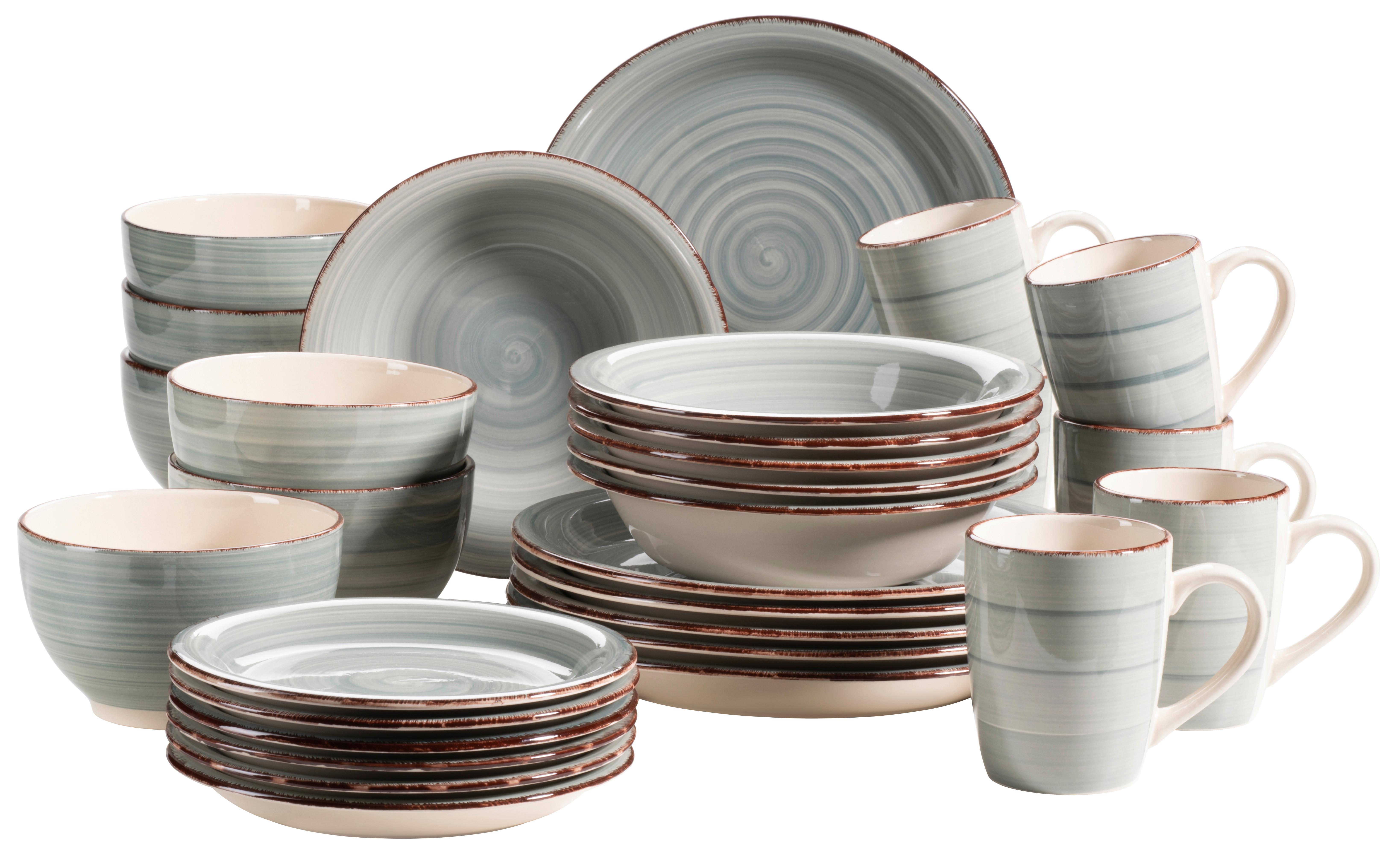 Kombiservice Lumaca Steingut 6 Personen Geschirr Set - Blau/Grau, Basics, Keramik (60/32/32cm) - Mäser