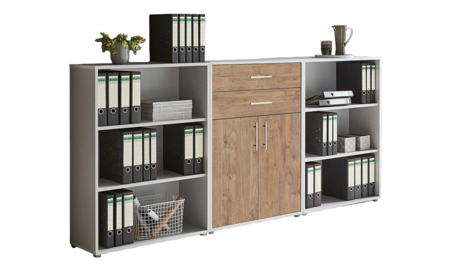 Aktenschrank Office Edition Grau/eiche Dekor B: 253,2cm - Eichefarben/Grau, MODERN, Holzwerkstoff (253,2/113,6/33cm) - MID.YOU