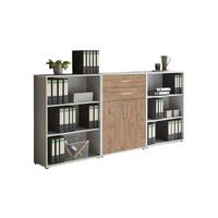 Aktenschrank Office Edition Grau/eiche Dekor B: 253,2cm - Eichefarben/Grau, MODERN, Holzwerkstoff (253,2/113,6/33cm) - MID.YOU