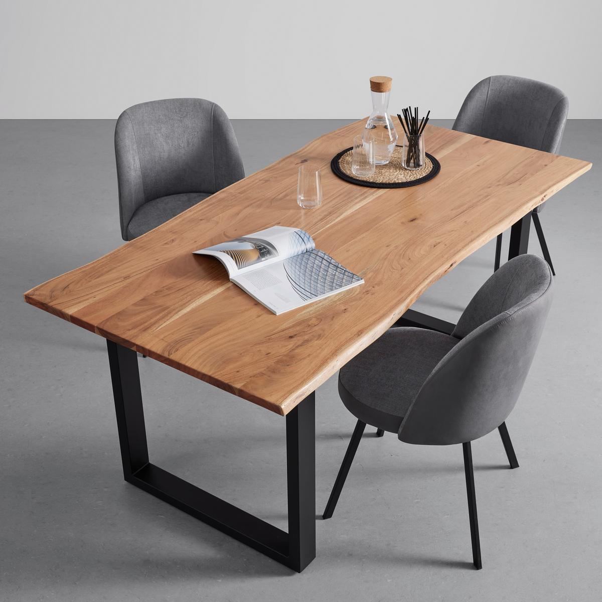 Jídelní stůl z akácie Malmo 180x90cm - černá/barvy akácie, Moderní, kov/dřevo (180/90/76cm) - Bessagi Home