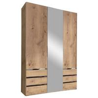 Drehtürenschrank Mit Spiegel 150cm Level 36a, Eichen Dekor - Eichefarben/Silberfarben, MODERN, Glas/Holzwerkstoff (150/216/58cm) - MID.YOU