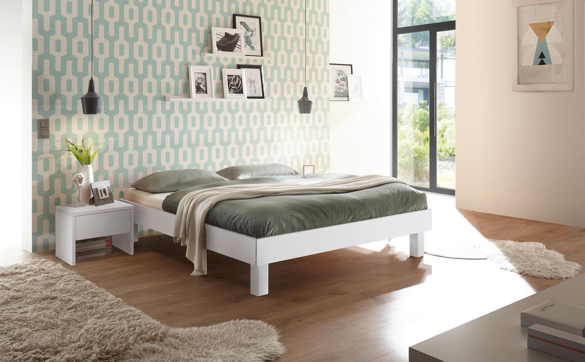 Bett Rapallo, Weiß 160x200 cm - Weiß, Natur, Holzwerkstoff (160/200cm) - Hasena