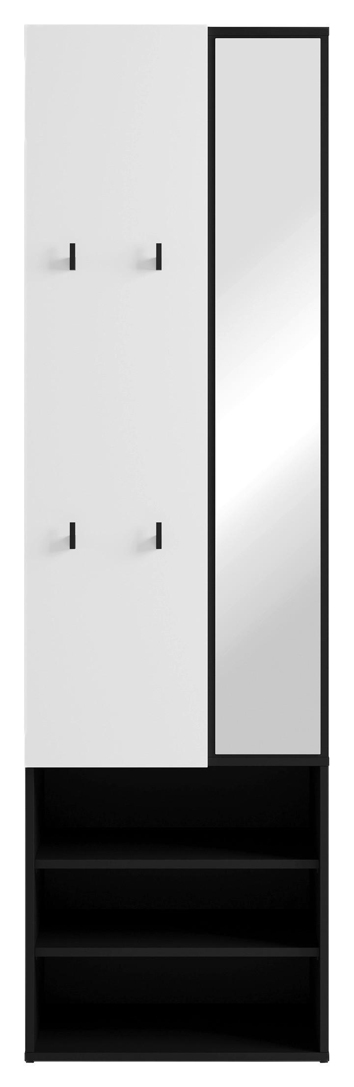 Garderobe Andorra Schwarz/Weiß B: 55 cm - Schwarz/Weiß, Design, Holzwerkstoff (55/187,5/40,5cm) - MID.YOU