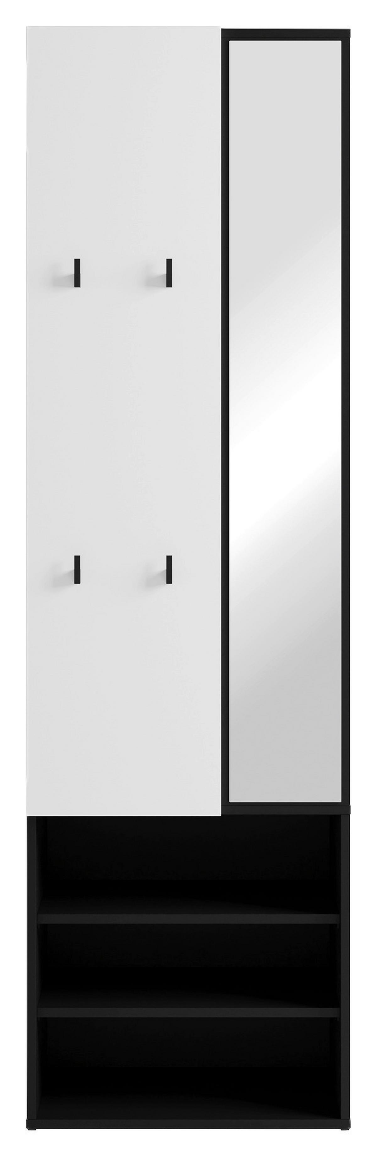 Garderobe Andorra Schwarz/Weiß B: 55 cm - Schwarz/Weiß, Design, Holzwerkstoff (55/187,5/40,5cm) - MID.YOU