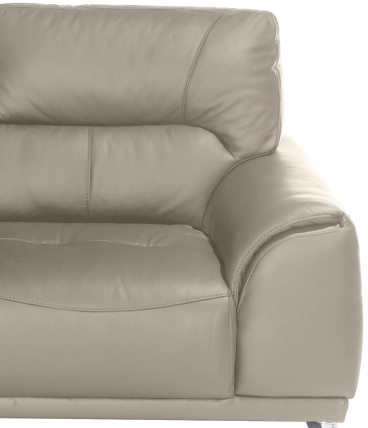 Zweisitzer-Sofa Frisco, Lederlook - Sandfarben/Chromfarben, MODERN, Textil (166/92/96cm) - MID.YOU