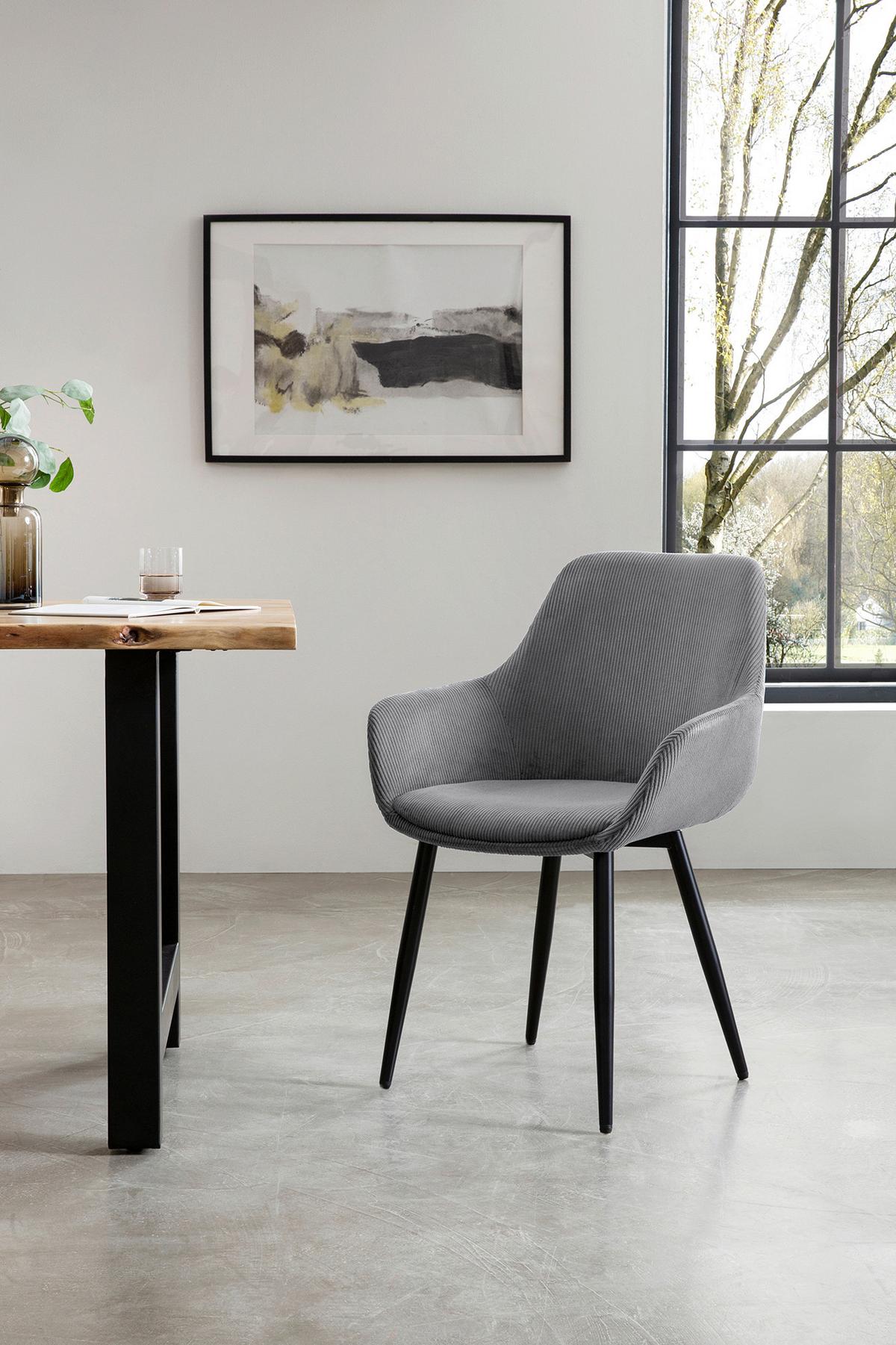 Tischgruppe Naturfarben/grau L: 160 Cm - Naturfarben/Grau, MODERN, Holz/Textil (160/85/76,5cm) - Livetastic