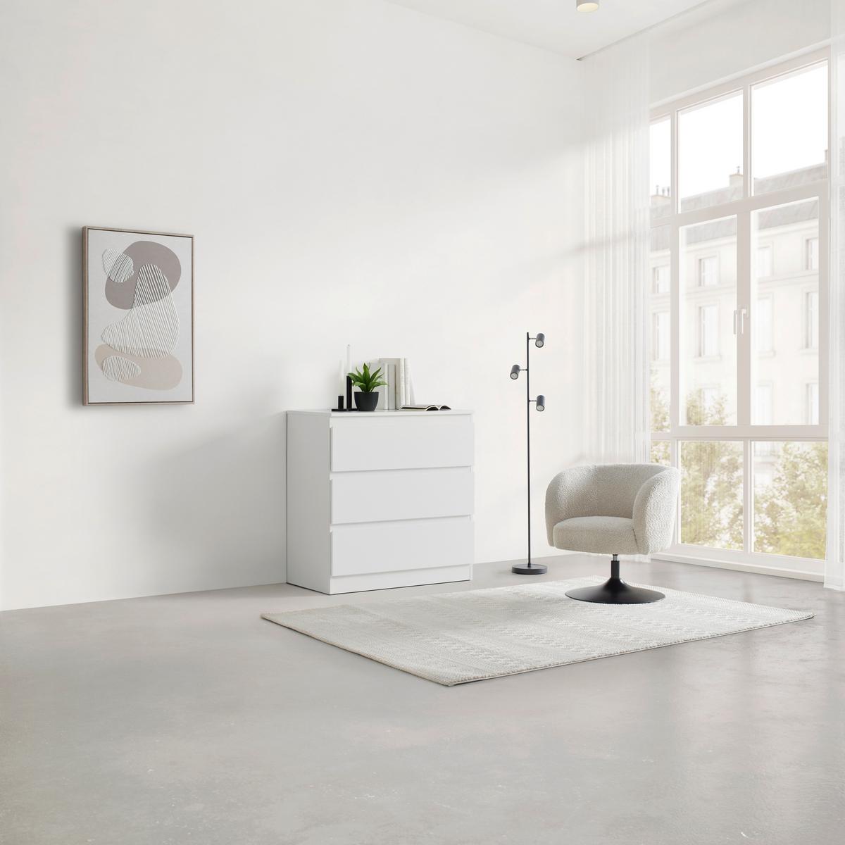 KOMODA MARA - čierna/biela, Konventionell, kompozitné drevo/plast (77/80/42cm) - Mömax