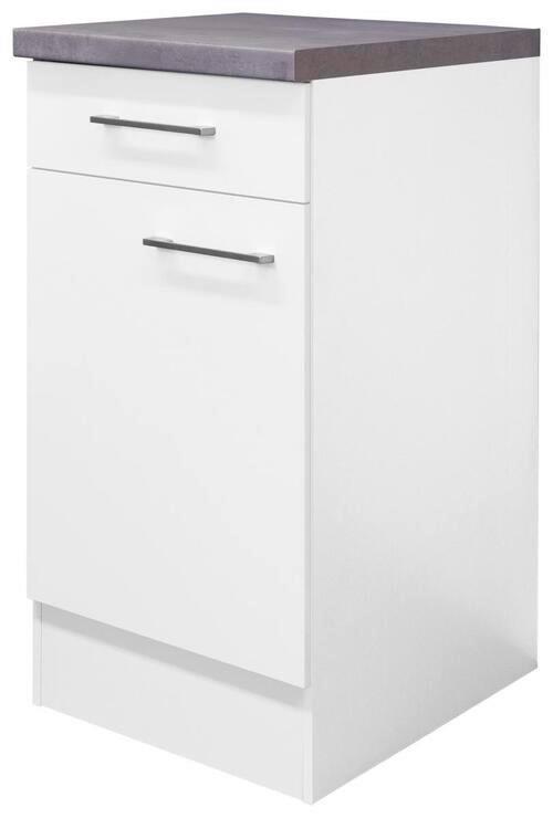Spodná kuchynská skrinka Neo biela - biela/farba ušľachtilej ocele, Modern, kov/kompozitné drevo (40/86/60cm) - FlexWell