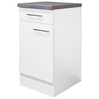 Kuchyňská spodní skříňka Neo bílá - bílá/barvy nerez oceli, Moderní, kov/kompozitní dřevo (40/86/60cm) - FlexWell