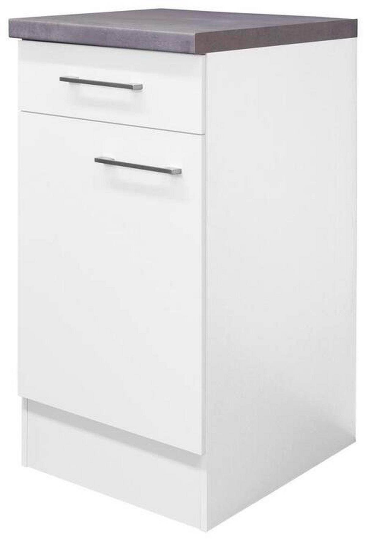 Kuchyňská spodní skříňka Neo bílá - bílá/barvy nerez oceli, Moderní, kov/kompozitní dřevo (40/86/60cm) - FlexWell