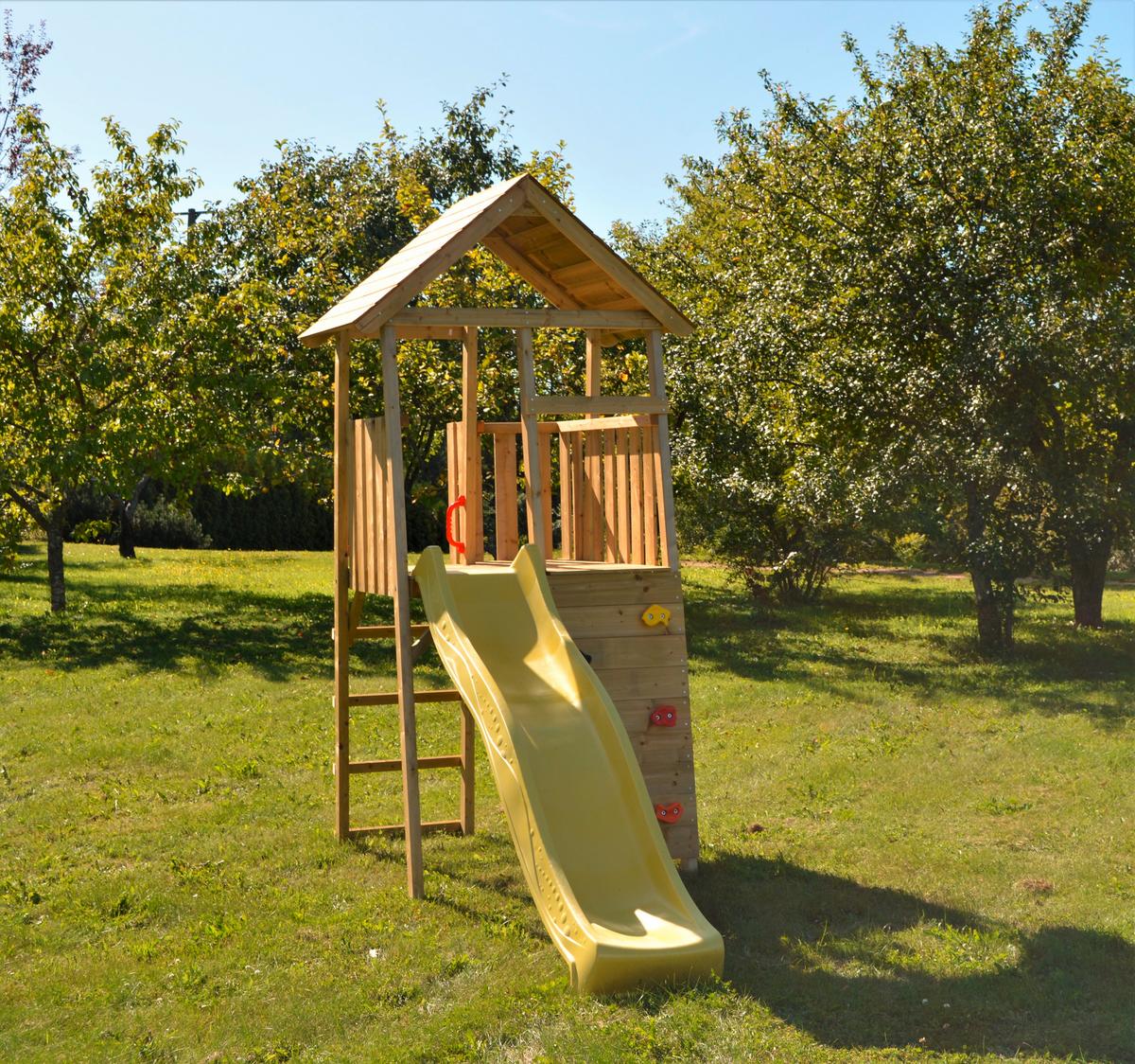 Spielturm Falke Gelb/naturfarben, B: 110 Cm - Gelb/Naturfarben, KONVENTIONELL, Holz (110/270/280cm)
