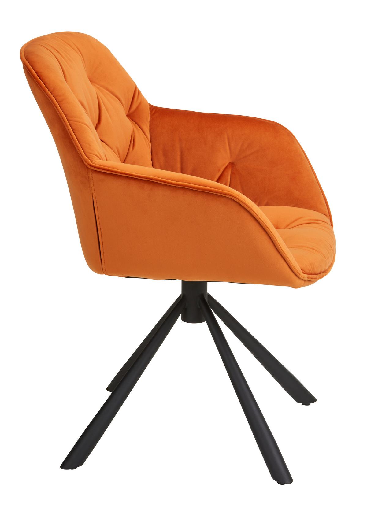 Židle EILEEN oranžová - oranžová/černá, Lifestyle, kov/textil (68/86/64cm) - Premium Living
