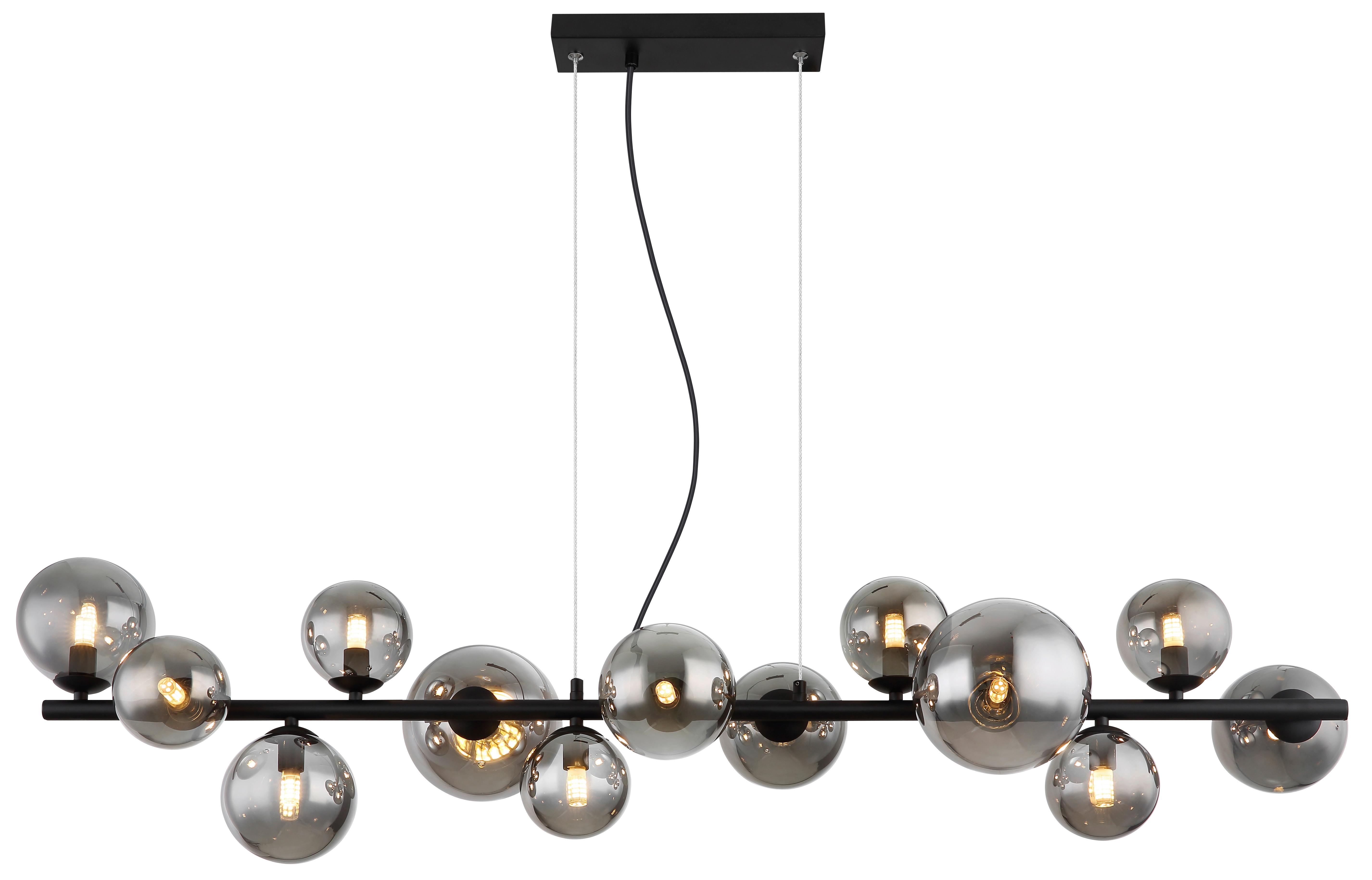 LED-Hängeleuchte 56133-13h - Transparent/Schwarz, Design, Glas/Kunststoff (120/34,5/120cm) - Globo