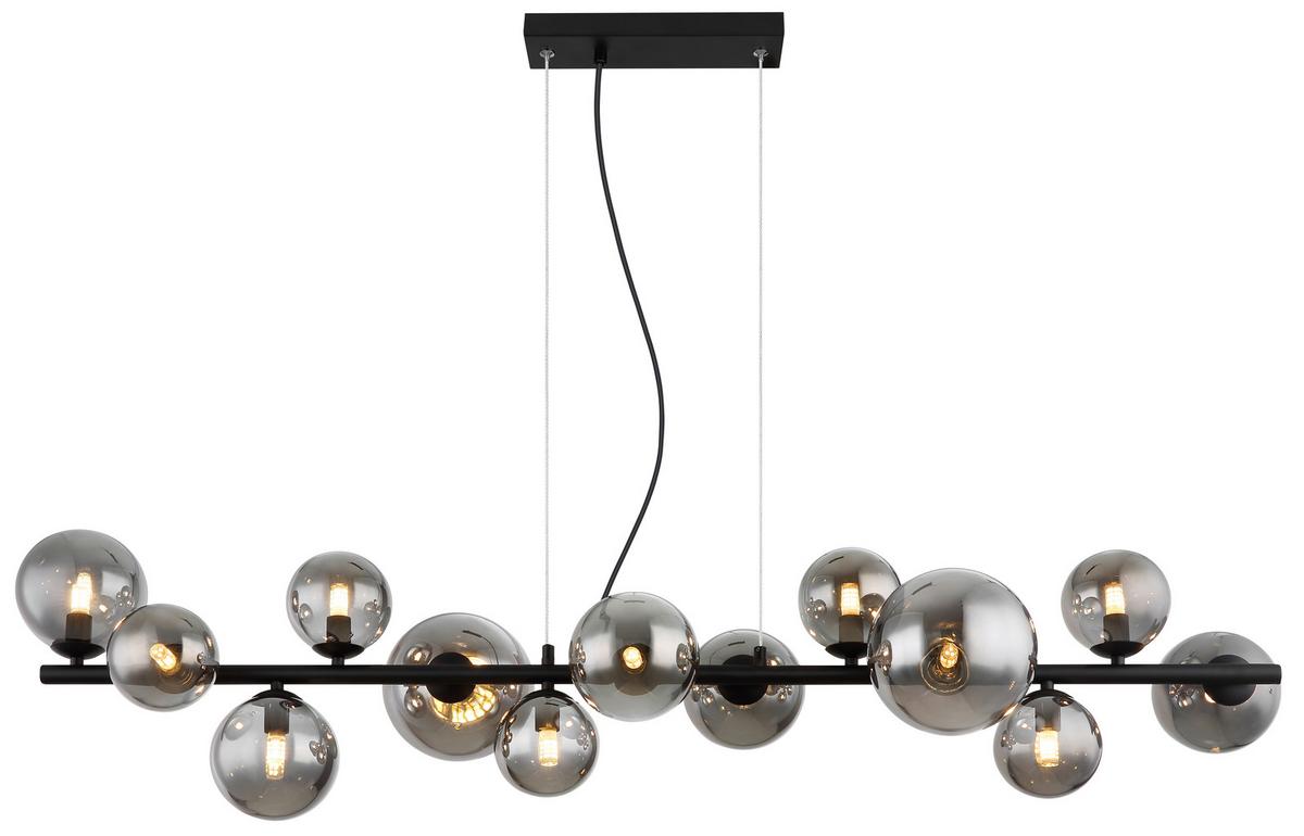 Led-hängeleuchte 56133-13h - Transparent/Schwarz, Design, Glas/Kunststoff (120/34,5/120cm) - Globo