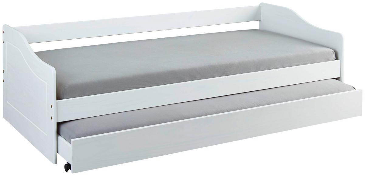 Ausziehbett Leonie Modell 23 - Weiß/Naturfarben, MODERN, Holz (90/190cm) - MID.YOU