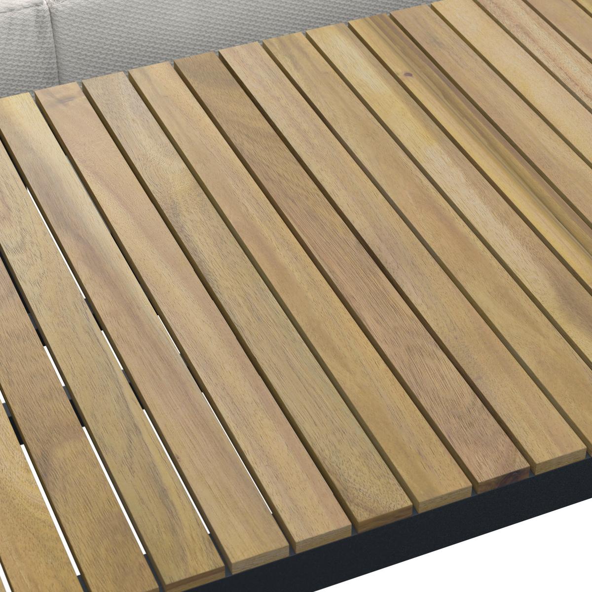 TERASOVÁ SEDACIA SÚPRAVA MARLA - čierna/farba akácie, Modern, kov/drevo - Bessagi Garden