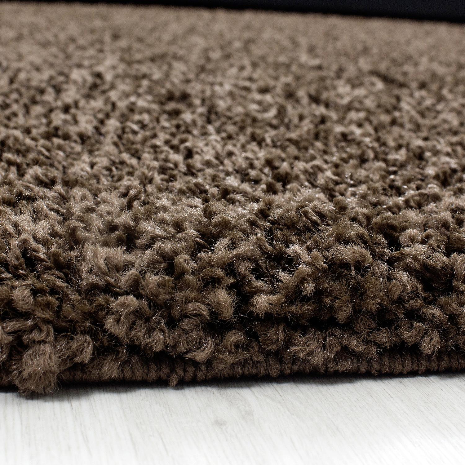 Hochflor Teppich Braun Dream Rund Ø 120 cm - Braun, KONVENTIONELL, Textil (120cm) - Novel