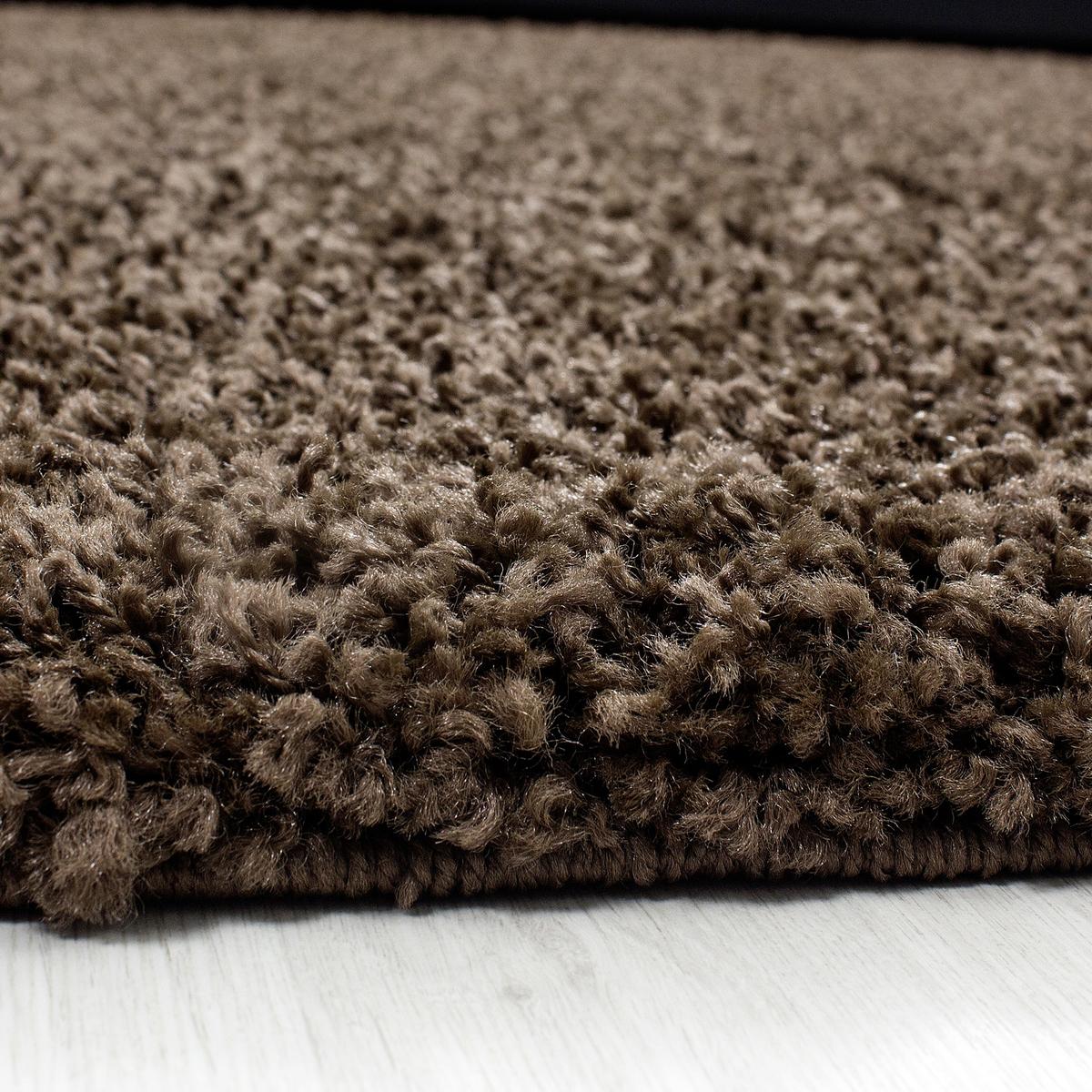 Hochflor Teppich Braun Dream Rund Ø 120 Cm - Braun, KONVENTIONELL, Textil (120cm) - Novel