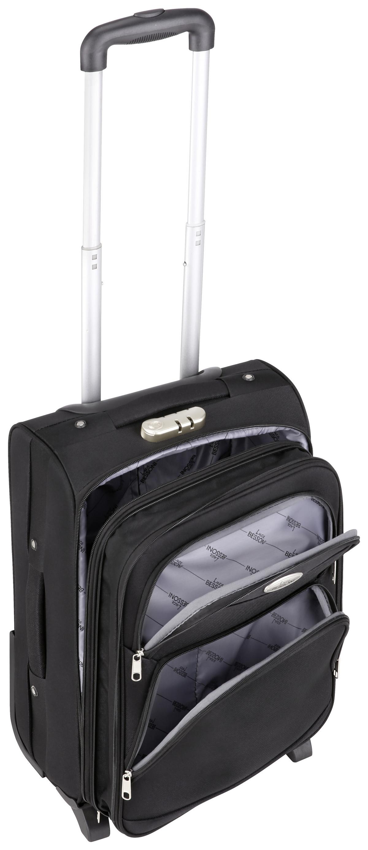Reisekoffer Ingolf Mit 2 Rollen - Schwarz/Grau, MODERN, Kunststoff/Textil (35/50/22cm) - Luca Bessoni