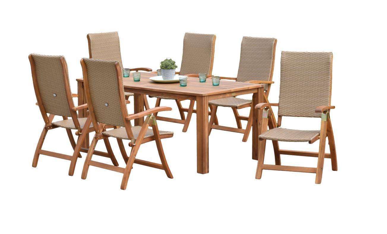 Gartenmöbel Set 7-tlg Capri Aus Akazienholz/kunststoff - Naturfarben, MODERN, Holz/Kunststoff - Gardenson