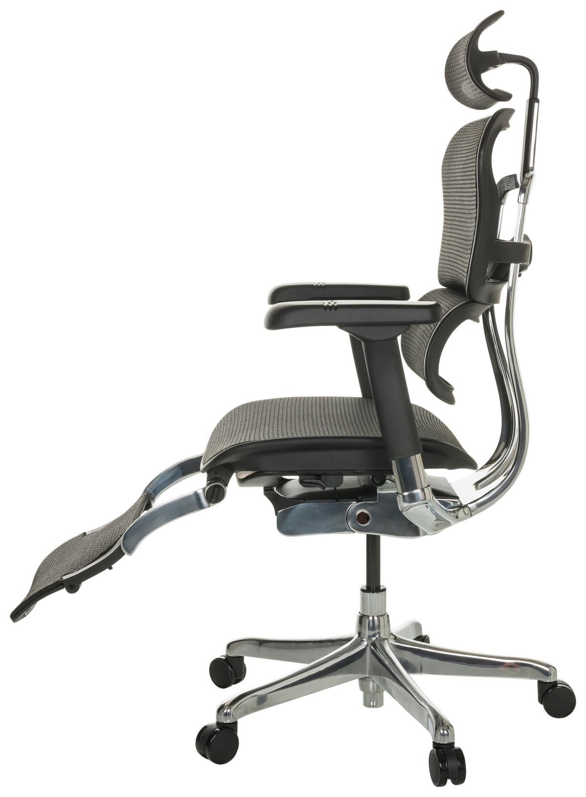Drehstuhl Ergohuman Plus Legpro I - Schwarz/Grau, Basics, Kunststoff/Textil (68/118-141/64cm) - MID.YOU