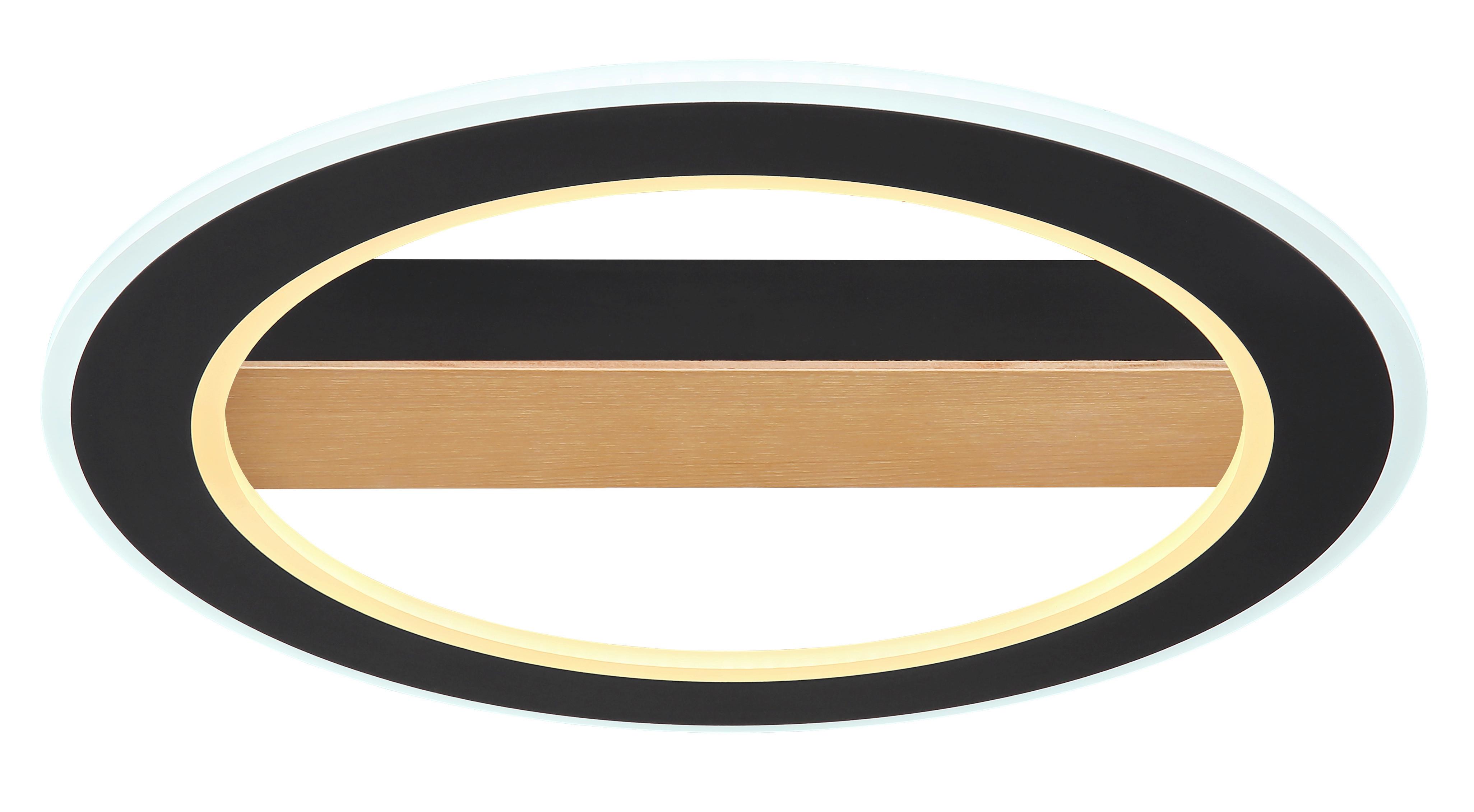 LED-Deckenleuchte Mattia ø 45 cm - Dunkelbraun/Opal, Basics, Holz/Kunststoff (45/5,5cm) - Globo