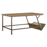 Couchtisch Looki mit Ablagefach Walnussfarben - Messingfarben/Walnussfarben, Design, Holzwerkstoff/Metall (105/47/58cm) - MID.YOU