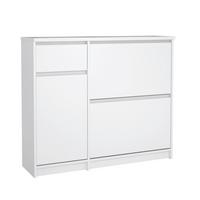 Cipősszekrény Naia 108,9/92,9cm - magasfényű fehér, Design, faalapú anyag (108,9/92,9/31,5cm) - Livetastic