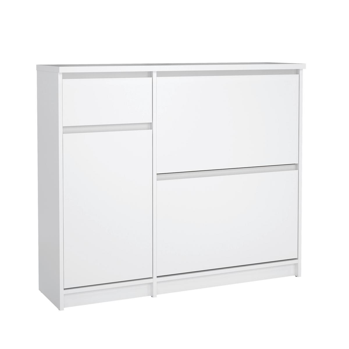 Cipősszekrény Naia 108,9/92,9cm - magasfényű fehér, Design, faalapú anyag (108,9/92,9/31,5cm) - Livetastic