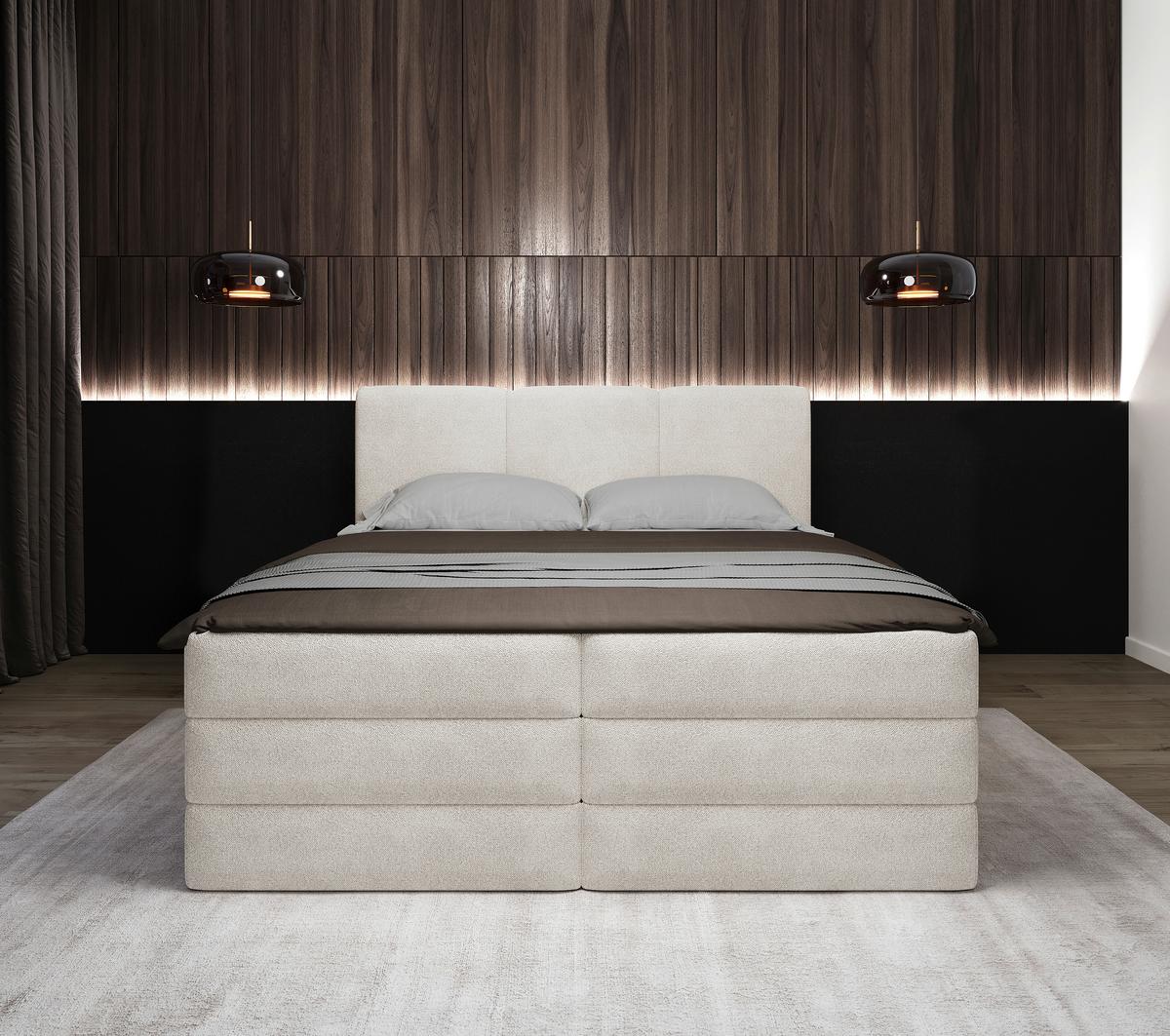Boxspringbett Castel K - Schwarz/Weiß, MODERN, Holz/Holzwerkstoff (160/200cm) - MID.YOU