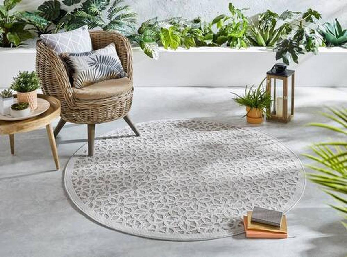 Outdoorteppich Argento Silberfarben D: 160 cm - Silberfarben, Basics, Textil (160/160cm)