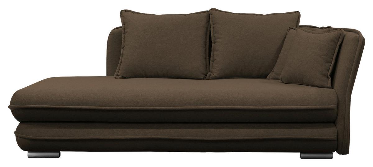 Liege Latte Braun inkl. Bettkasten Ottomane Rechts - Silberfarben/Braun, Design, Textil (224/84/99/107cm) - MID.YOU