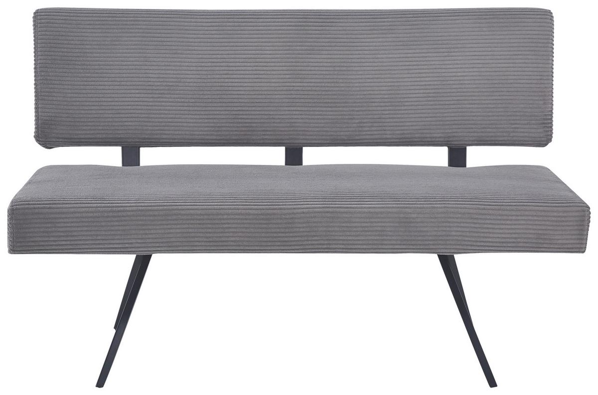 Sitzbank Chios Mit Lehne Cord Dunkelgrau, B: 140 Cm - Dunkelgrau/Schwarz, KONVENTIONELL, Textil/Metall (140/90/62cm) - MID.YOU